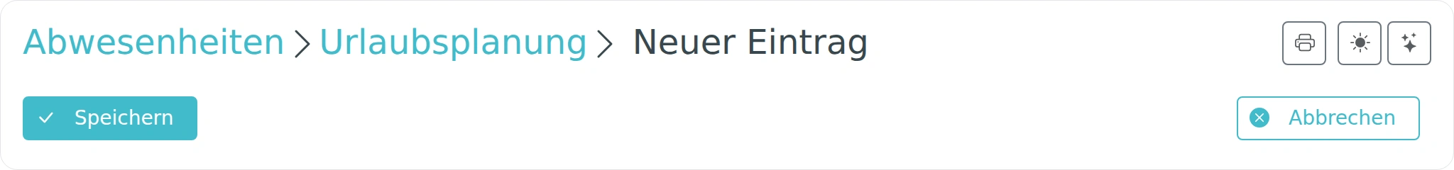 Schaltfläche zum Speichern der Abwesenheit