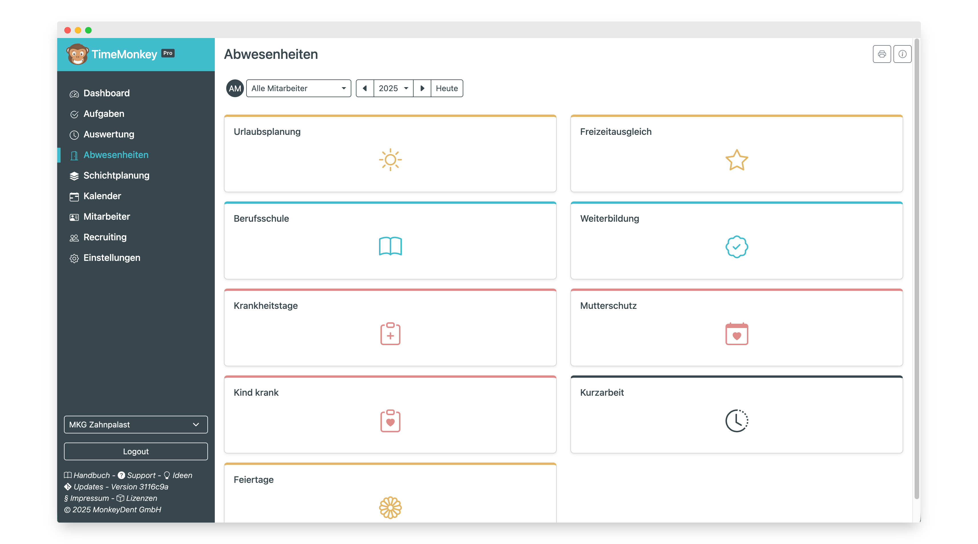 Abwesenheiten Übersicht