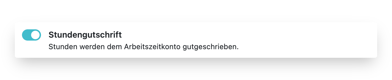 Button zum Aktivieren der Stundengutschrift