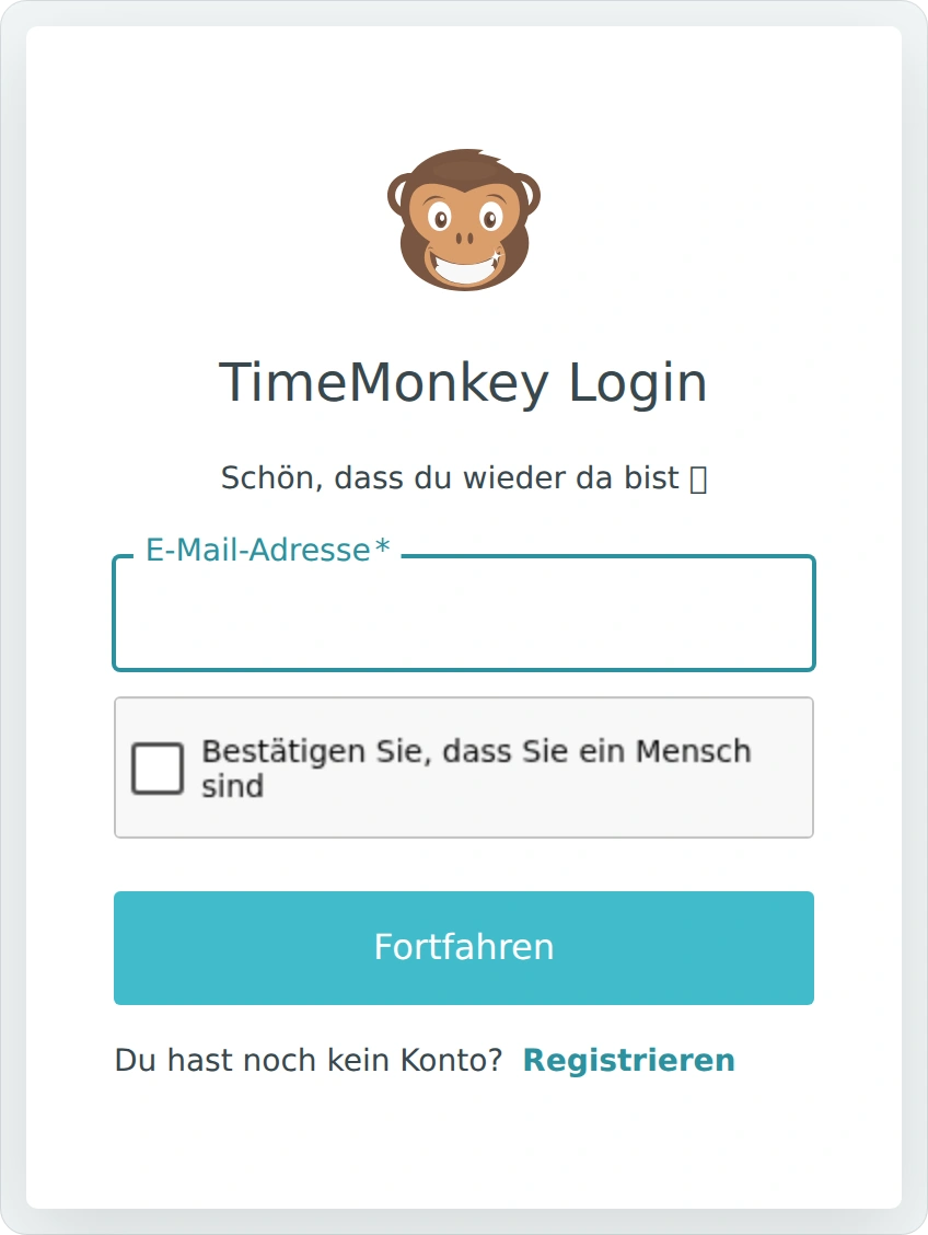 E-Mail-Adresse bei der Anmeldung eingeben