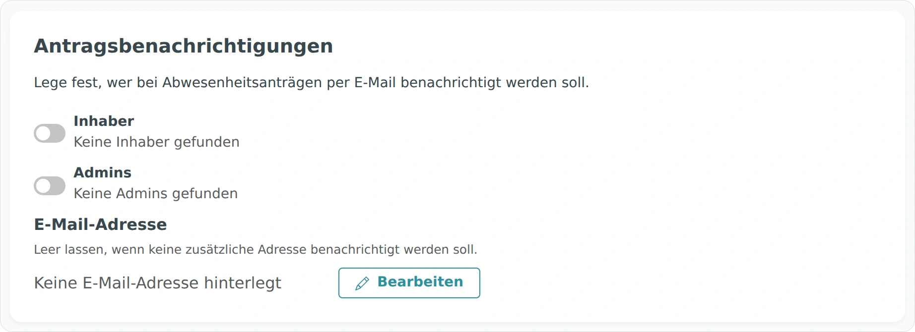 Benachrichtigungen für Inhaber und Admins sowie zusätzliche E-Mail-Adresse einstellen