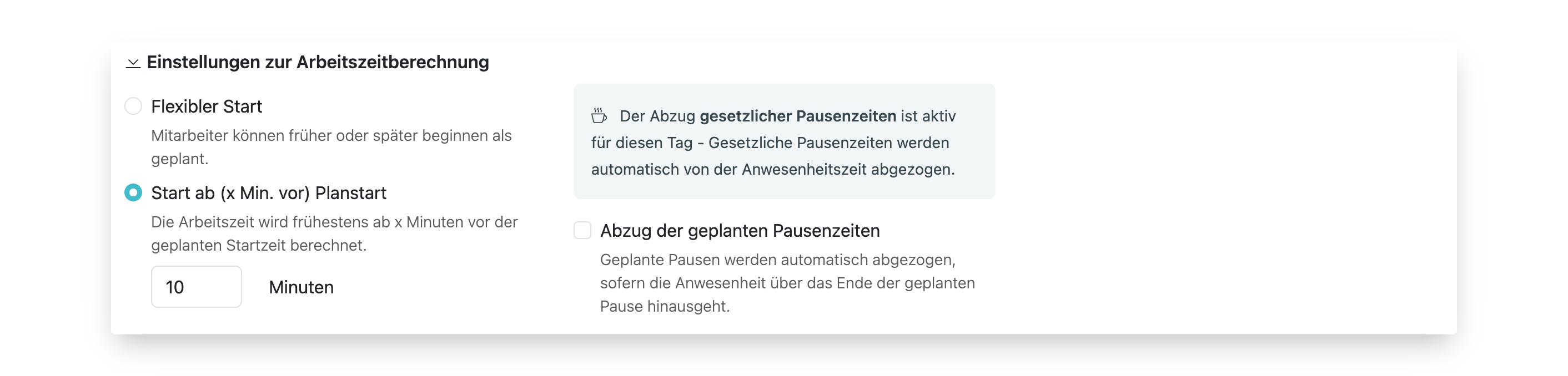 Einstellungen zur Arbeitszeit anpassen