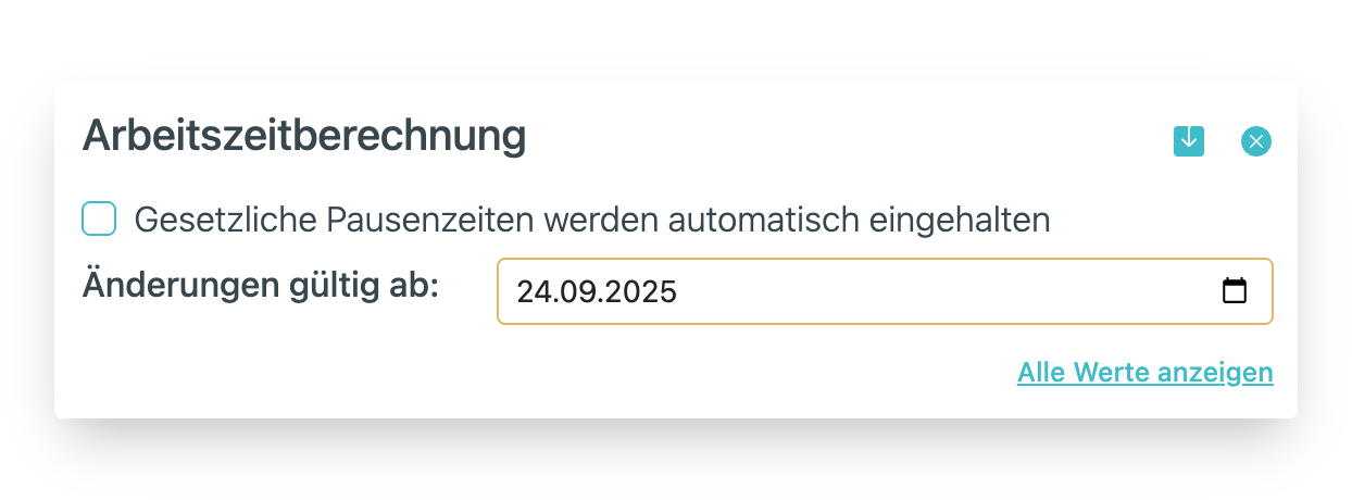 Kachel Auswertungseinstellungen Bearbeitungsmodus