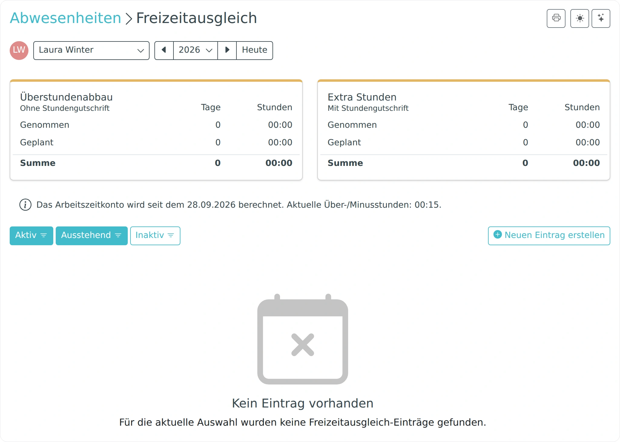 Freizeitausgleich eines ausgewählten Mitarbeiters