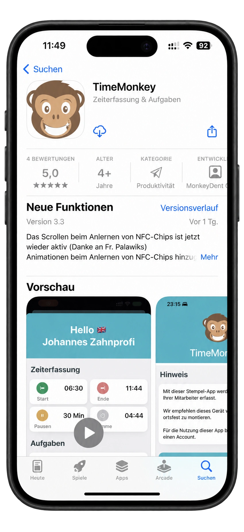TimeMonkey-App im Apple App Store herunterladen