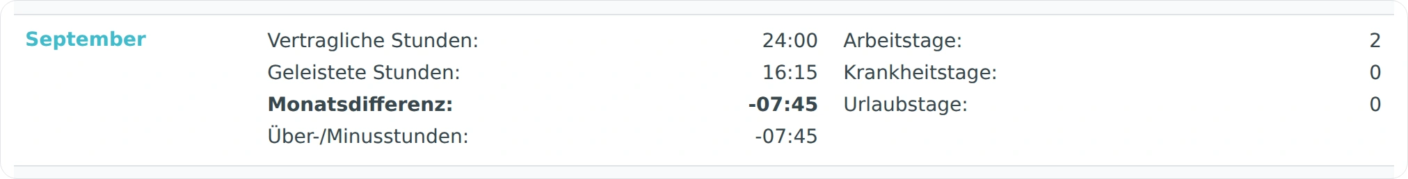 Jahresübersicht der Plan- und Arbeitszeiten