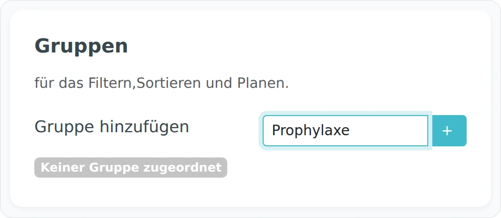Schlagwörter zur Gruppierung der Mitarbeiter