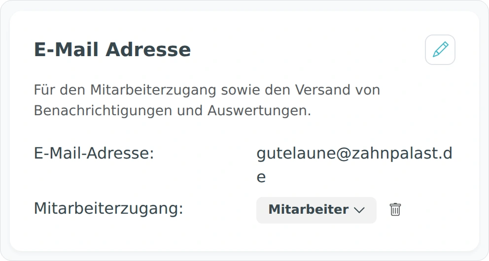 Status und Berechtigung des Mitarbeiterzugangs