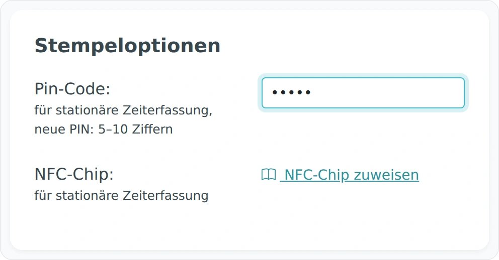 Persönlichen PIN-Code zum Stempeln hinterlegen