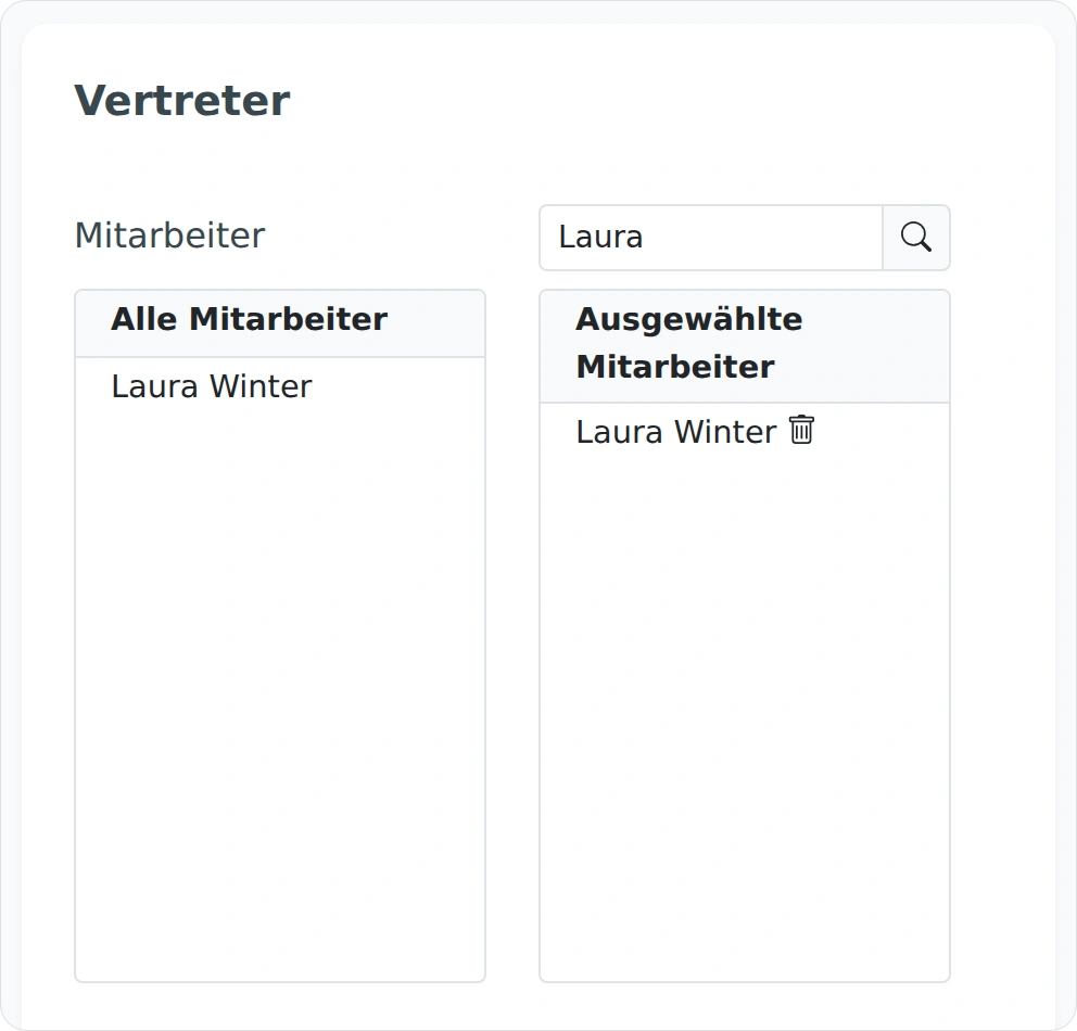 Vertreter eines Mitarbeiters in der Personalakte festlegen