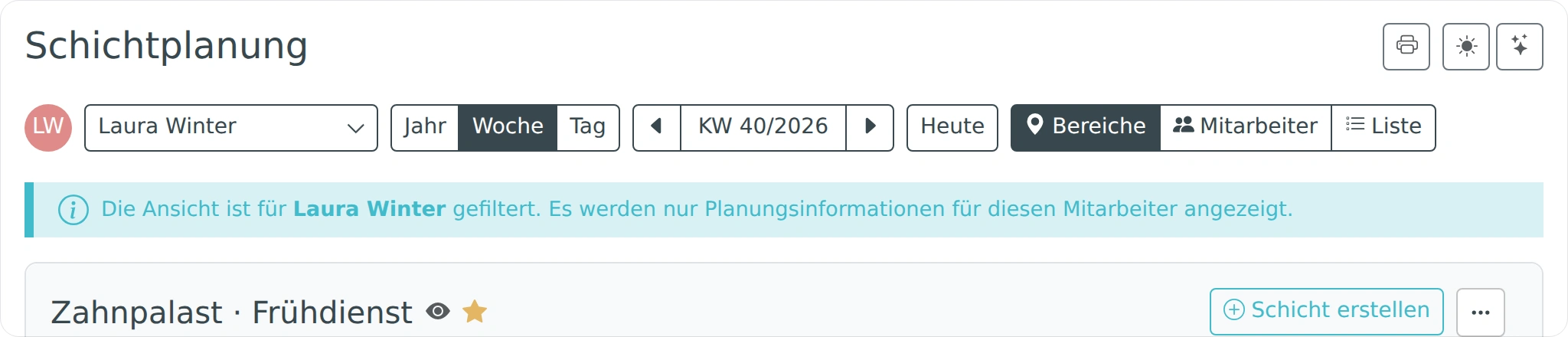 Darstellung der Wochenansicht auswählen