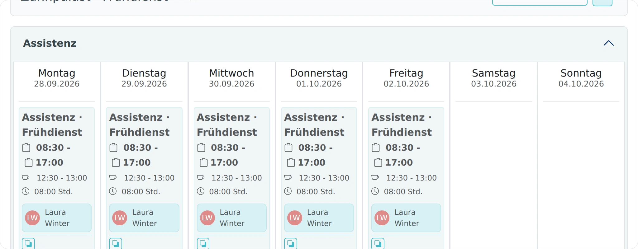 Mitarbeiter per Ziehen einer Schicht zuordnen