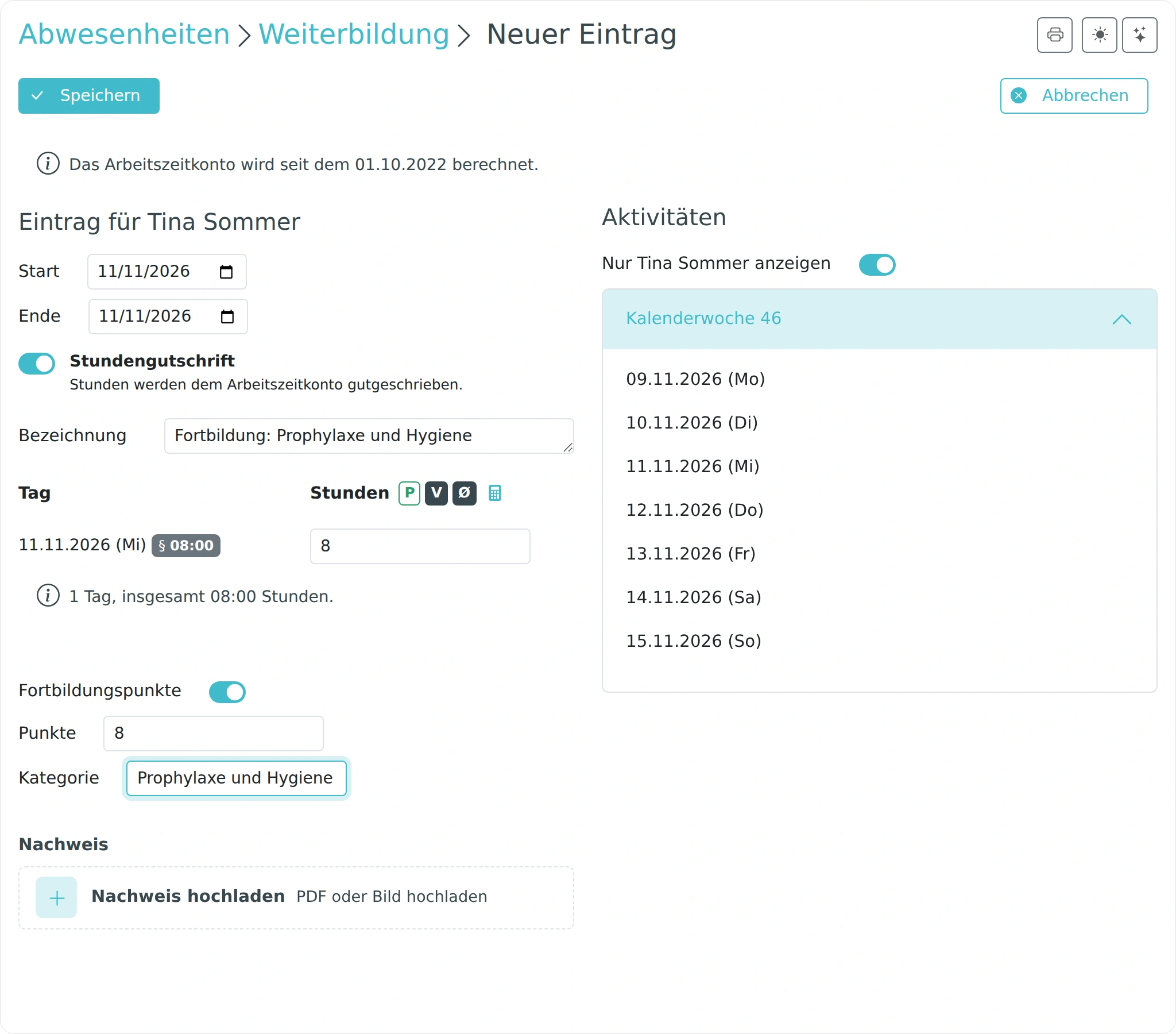 Weiterbildung mit Fortbildungspunkten eintragen