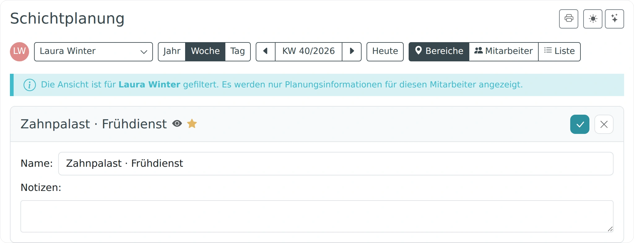 Titel eines Wochenplans bearbeiten